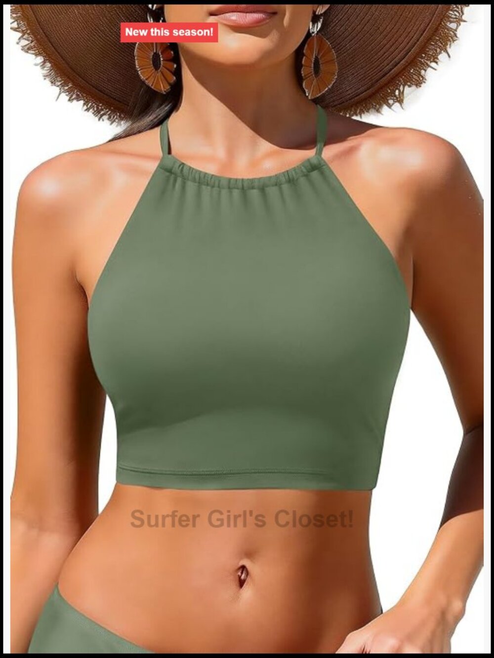 High Neck Halter Bikini Top with Removable Pads